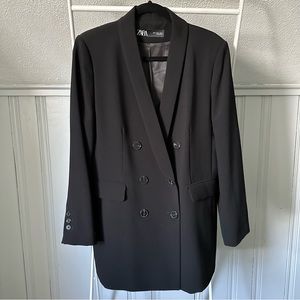 ZARA Double Breasted Crepe Blazer